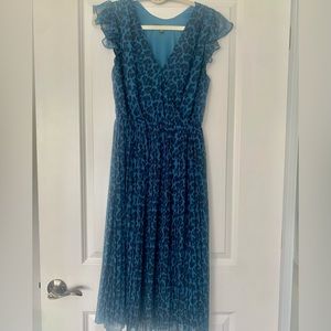 Banana Republic blue cheetah midi dress